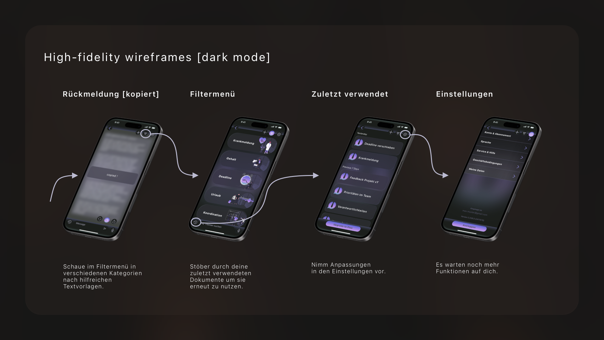 Image Bizling high fidelity wireframes dark mode 2